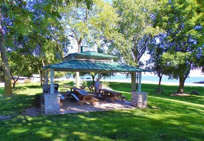 A covered park table