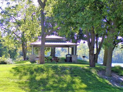 A covered park table