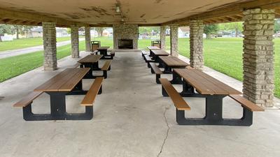 Interior view of the picnic shelter at James Park